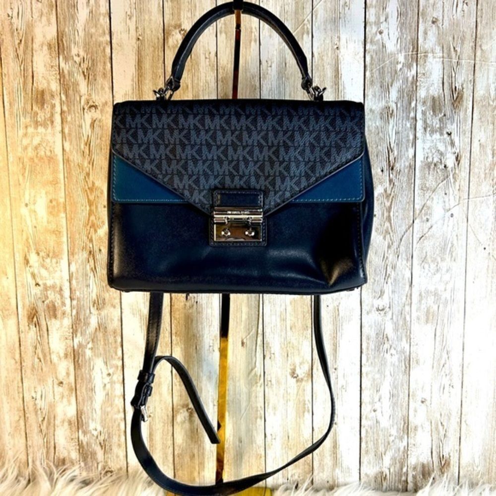 Michael Kors Sloan Medium Double Flap Top Handle Satchel Admiral blue, E…​​